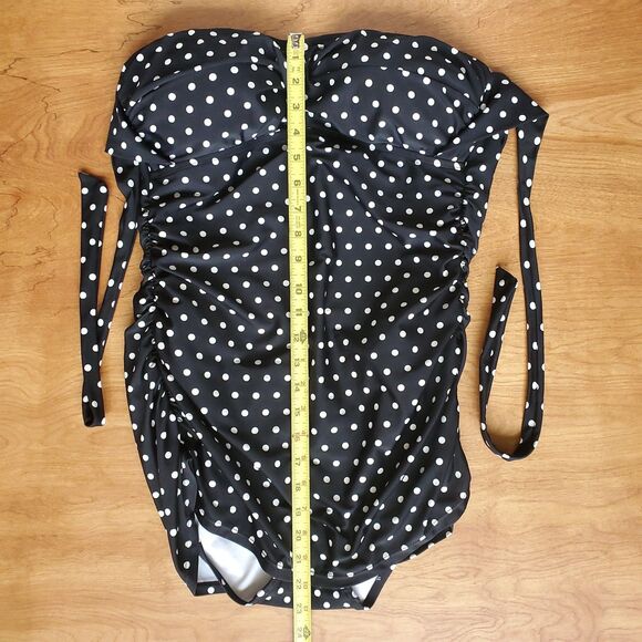 Lauren Ralph Lauren Swimsuit Womens 12 Black Polka Dot One Piece Bathing Suit - Picture 11 of 16